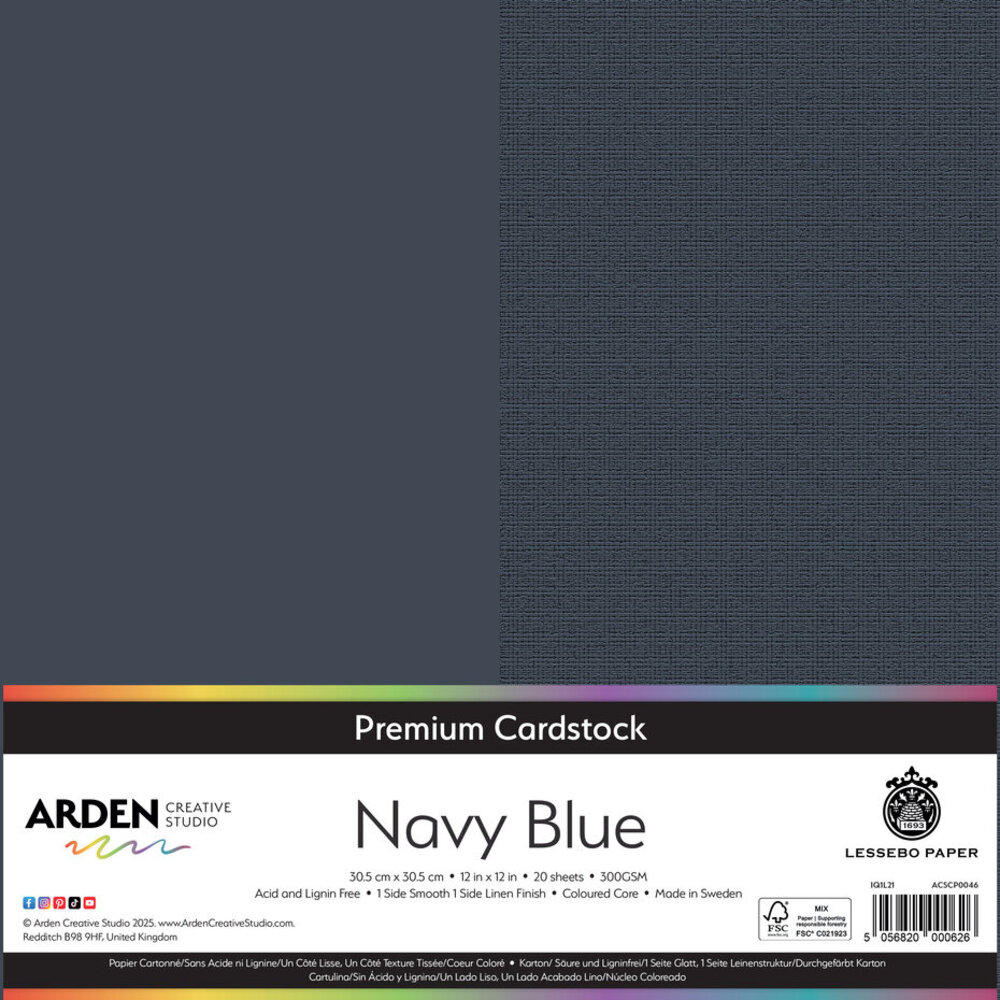 Arden Creative Studio Premium Cardstock 12x12 Inch Navy Blue (ACSCP0046) Arden Creative Studio Premium Cardstock 12x12 Inch Navy Blue (ACSCP0046)