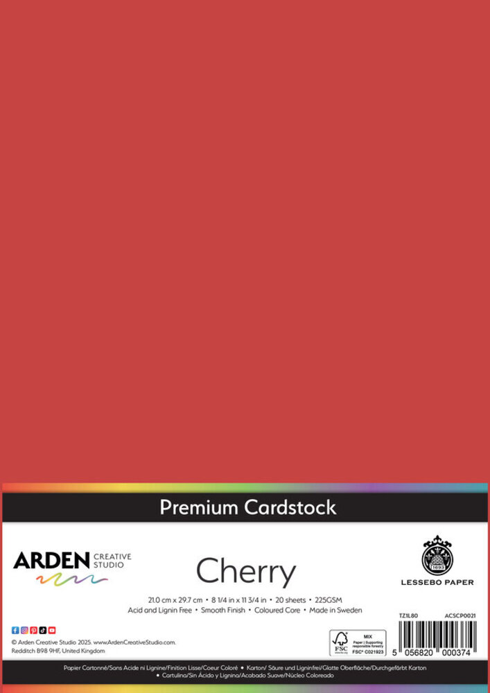 Arden Creative Studio Premium Cardstock A4 Cherry (ACSCP0021) Arden Creative Studio Premium Cardstock A4 Cherry (ACSCP0021)