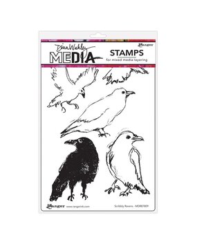 Dina Wakley MEdia Cling Stamps Scribbly Ravens (MDR87809) Dina Wakley MEdia Cling Stamps Scribbly Ravens (MDR87809)