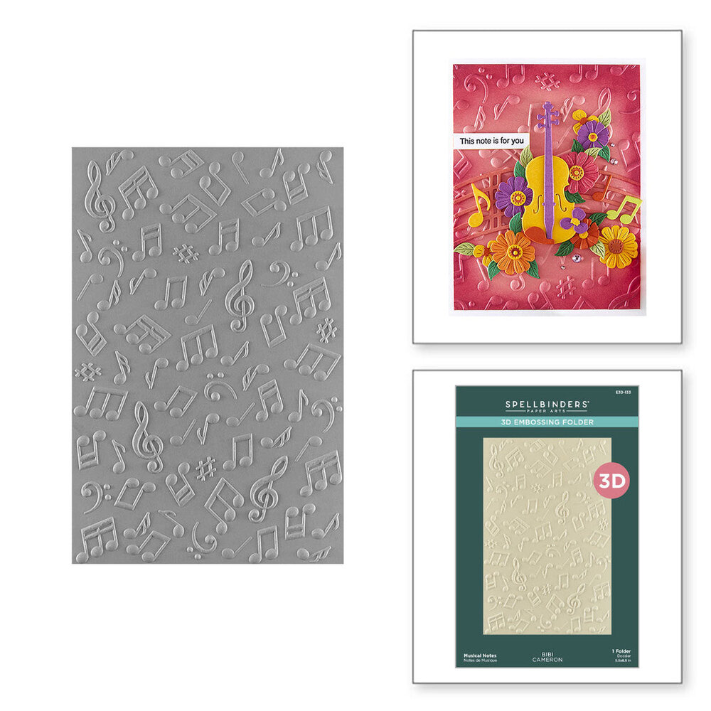 Spellbinders Bibi's Musical Notes Musical Notes 3D Embossing Folder (E3D-133) Spellbinders Bibi's Musical Notes Musical Notes 3D Embossing Folder (E3D-133)
