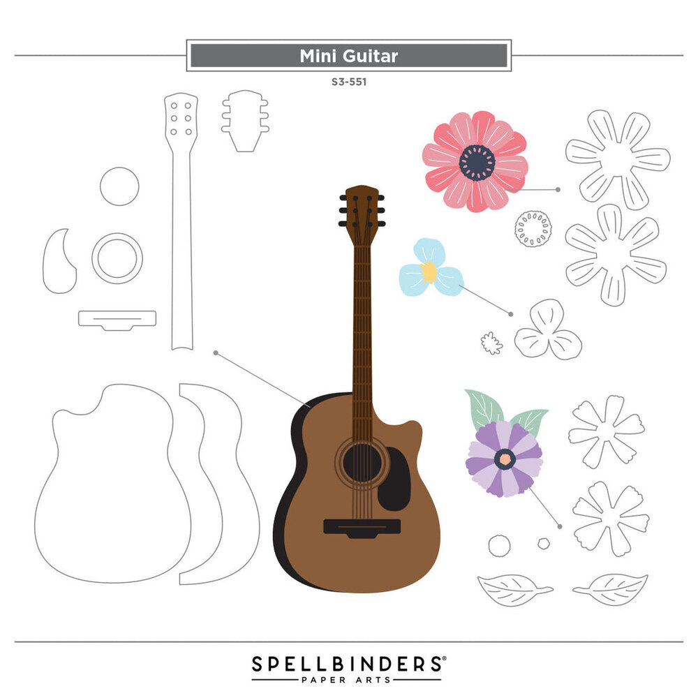 Spellbinders Bibi's Musical Notes Mini Guitar Dies (S3-551) Spellbinders Bibi's Musical Notes Mini Guitar Dies (S3-551)