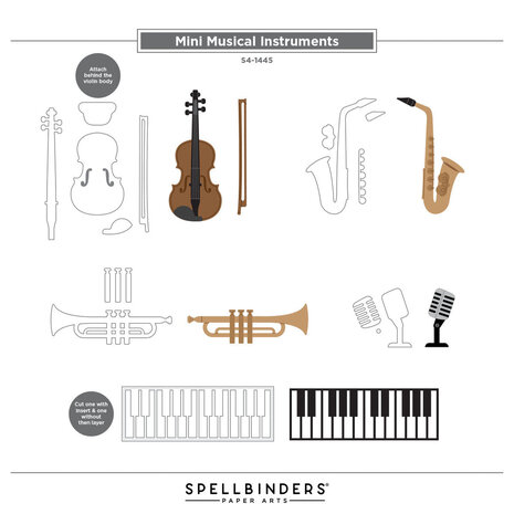 Spellbinders Bibi's Musical Notes Mini Musical Instruments Dies (S4-1445) Spellbinders Bibi's Musical Notes Mini Musical Instruments Dies (S4-1445)