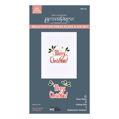 Spellbinders Starry Holiday Starry Merry Christmas Registration Press Plate & Die Set (BPR-034) Spellbinders Starry Holiday Starry Merry Christmas Registration Press Plate & Die Set (BPR-034)