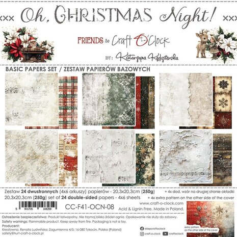 Craft O'Clock Oh Christmas Night 8x8 Inch Basic Papers Set (CC-F41-OCN-08) Craft O'Clock Oh Christmas Night 8x8 Inch Basic Papers Set (CC-F41-OCN-08)
