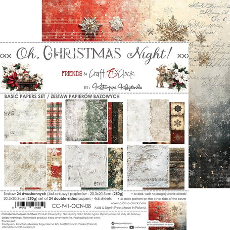 Craft O'Clock Oh Christmas Night 8x8 Inch Basic Papers Set (CC-F41-OCN-08) Craft O'Clock Oh Christmas Night 8x8 Inch Basic Papers Set (CC-F41-OCN-08)
