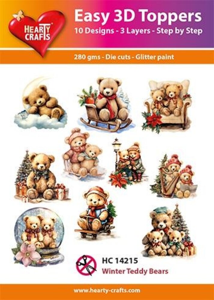 Hearty Crafts Easy 3D Toppers Cute Winter Teddy Bears (HC14215) Hearty Crafts Easy 3D Toppers Cute Winter Teddy Bears (HC14215)
