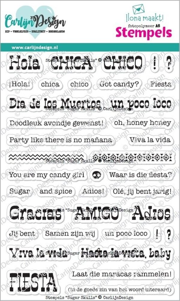 Carlijn Design Stempels Sugar Skulls Teksten (CDST-0152) Carlijn Design Stempels Sugar Skulls Teksten (CDST-0152)