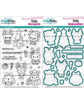 Carlijn Design Vroholijk kerstbeest Stamp & Die DUO (CDSN-0325)