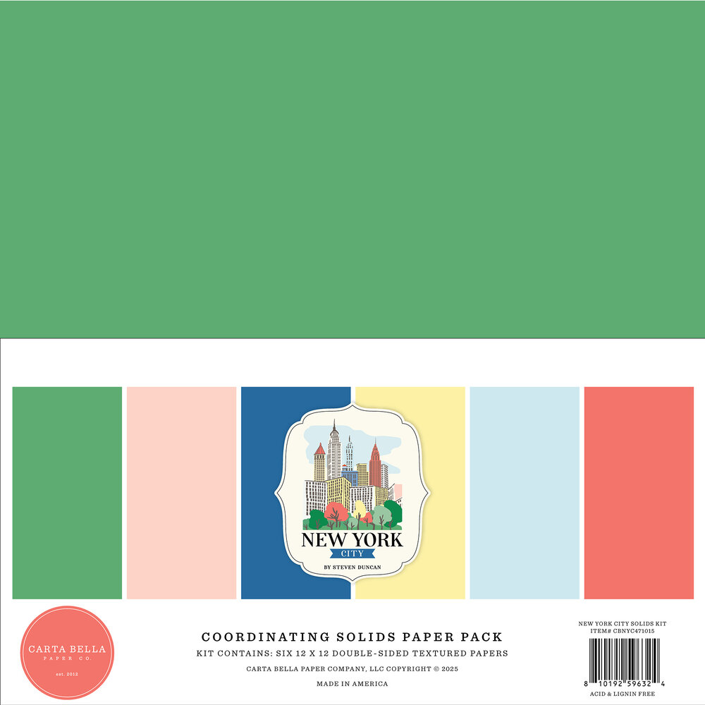 Carta Bella New York City 12x12 Inch Coordination Solids Paper Pack (CBNYC471015) Carta Bella New York City 12x12 Inch Coordination Solids Paper Pack (CBNYC471015)