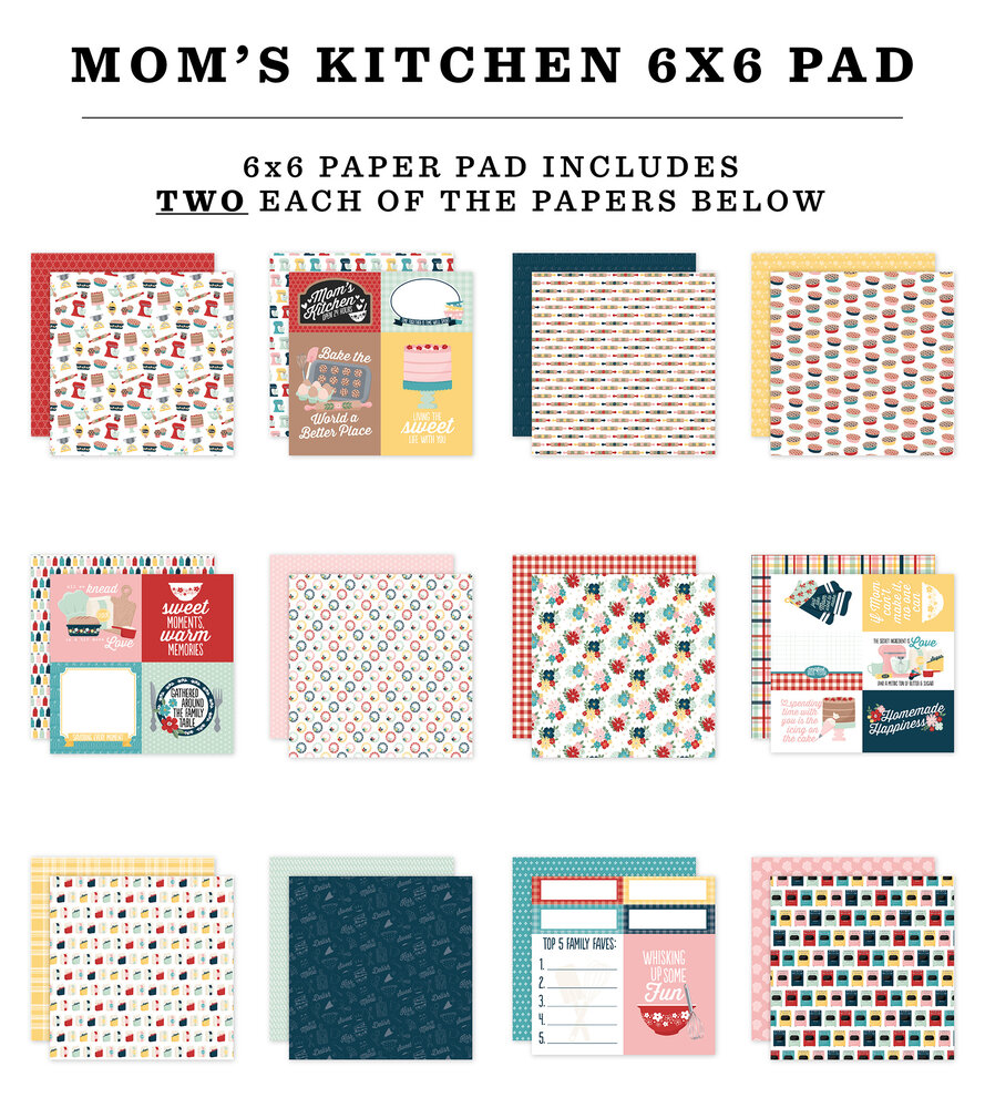 Echo Park Mom's Kitchen 6x6 Inch Paper Pad (MK470023) Echo Park Mom's Kitchen 6x6 Inch Paper Pad (MK470023)
