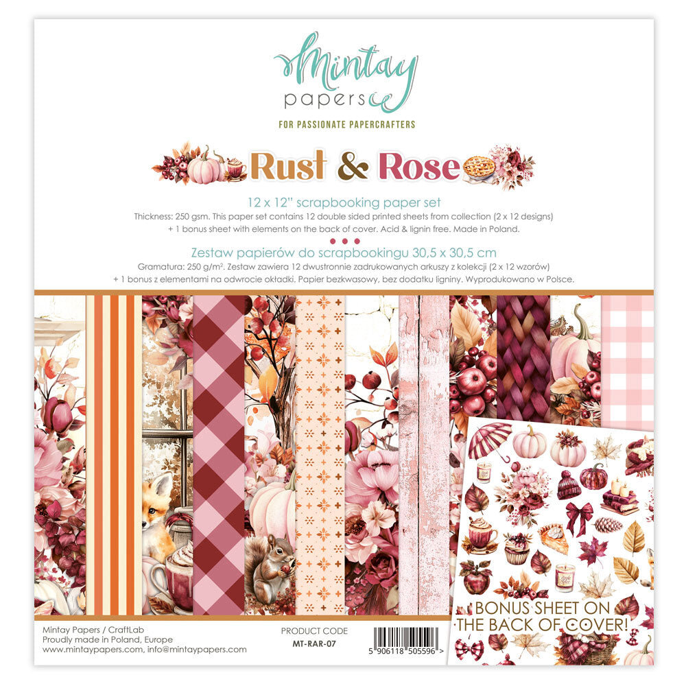 Mintay Rust & Rose 12x12 Inch Paper Pad (MT-RAR-07) Mintay Rust & Rose 12x12 Inch Paper Pad (MT-RAR-07)