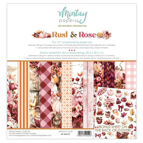 Mintay Rust & Rose 12x12 Inch Paper Pad (MT-RAR-07) Mintay Rust & Rose 12x12 Inch Paper Pad (MT-RAR-07)