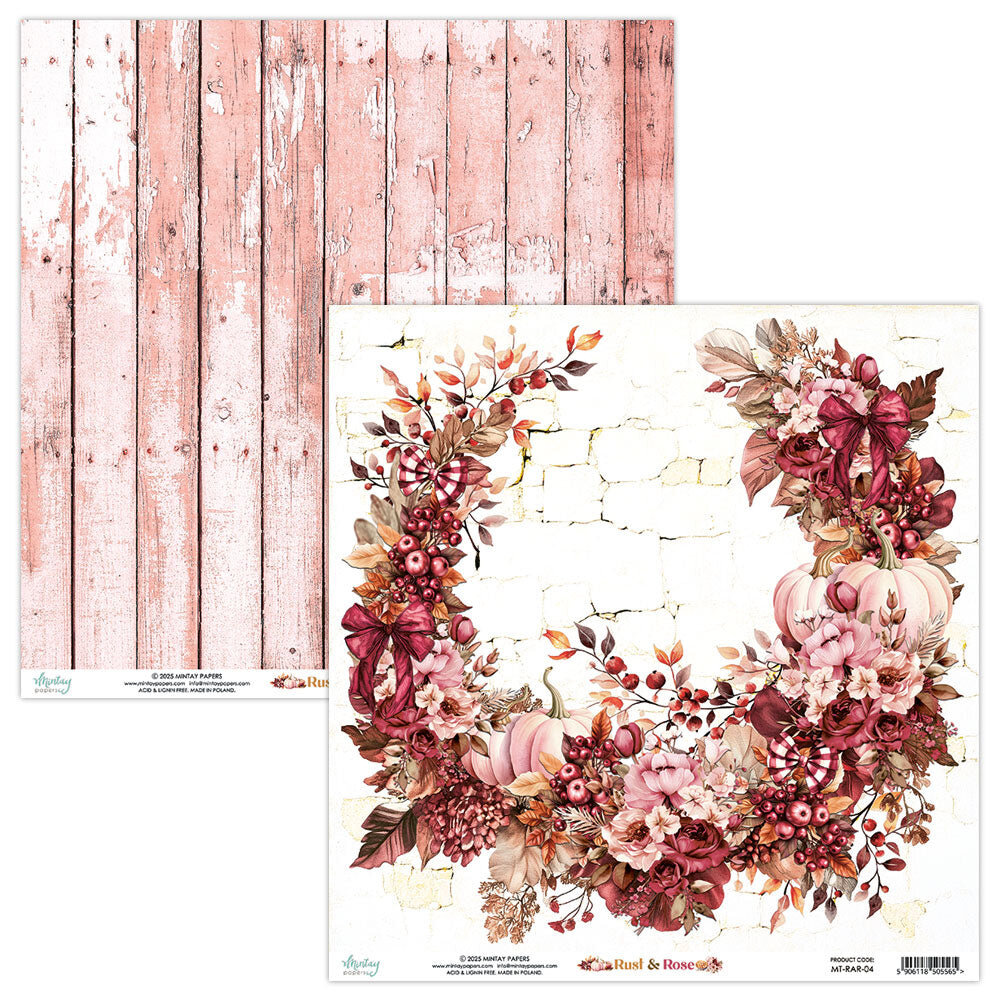 Mintay Rust & Rose 12x12 Inch Paper Pad (MT-RAR-07) Mintay Rust & Rose 12x12 Inch Paper Pad (MT-RAR-07)