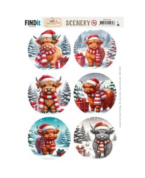 Berrie's Beauties Festive Cows Scenery Push Out Round (BBSC10106)