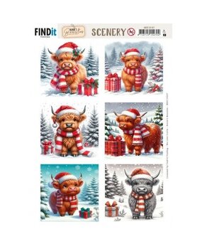 Berrie's Beauties Festive Cows Scenery Push Out Square (BBSC10107)