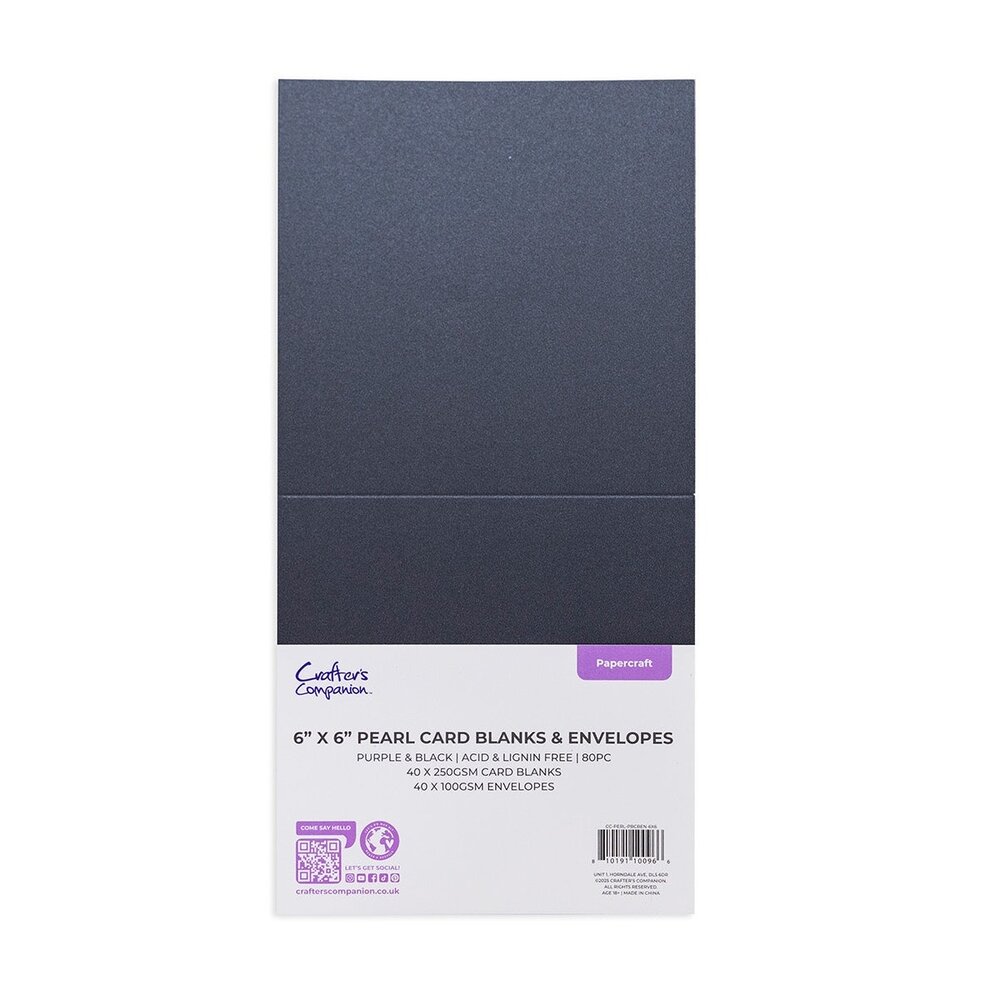 Crafter's Companion Purple & Black 6x6 Inch Pearl Card & Envelope Pack (CC-PERL-PBCBEN-6X6) Crafter's Companion Purple & Black 6x6 Inch Pearl Card & Envelope Pack (CC-PERL-PBCBEN-6X6)
