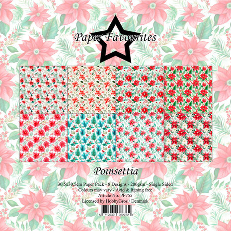 Paper Favourites Poinsettia 12x12 Inch Paper Pad (PF755) Paper Favourites Poinsettia 12x12 Inch Paper Pad (PF755)