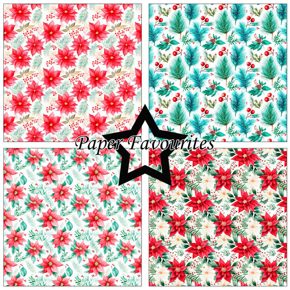 Paper Favourites Poinsettia 12x12 Inch Paper Pad (PF755) Paper Favourites Poinsettia 12x12 Inch Paper Pad (PF755)