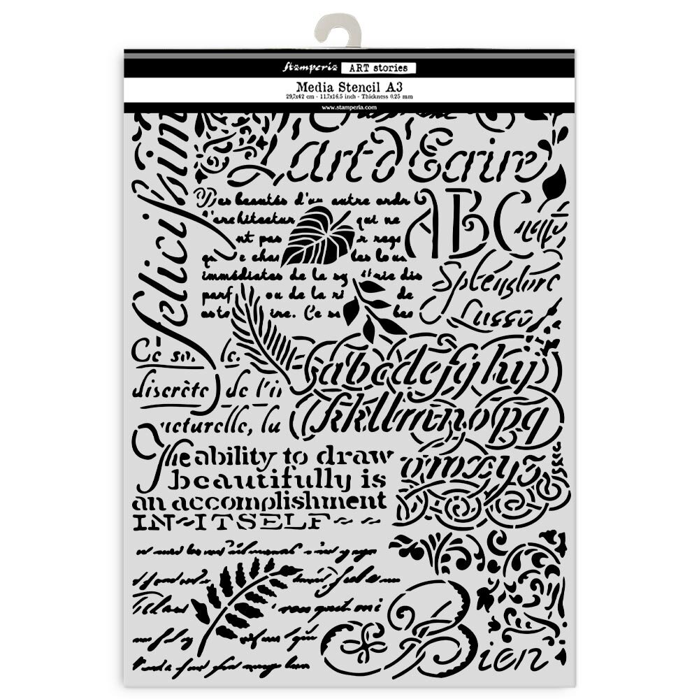 Stamperia Art Stories Big Stencil A3 Writings (KSTDA3008) Stamperia Art Stories Big Stencil A3 Writings (KSTDA3008)