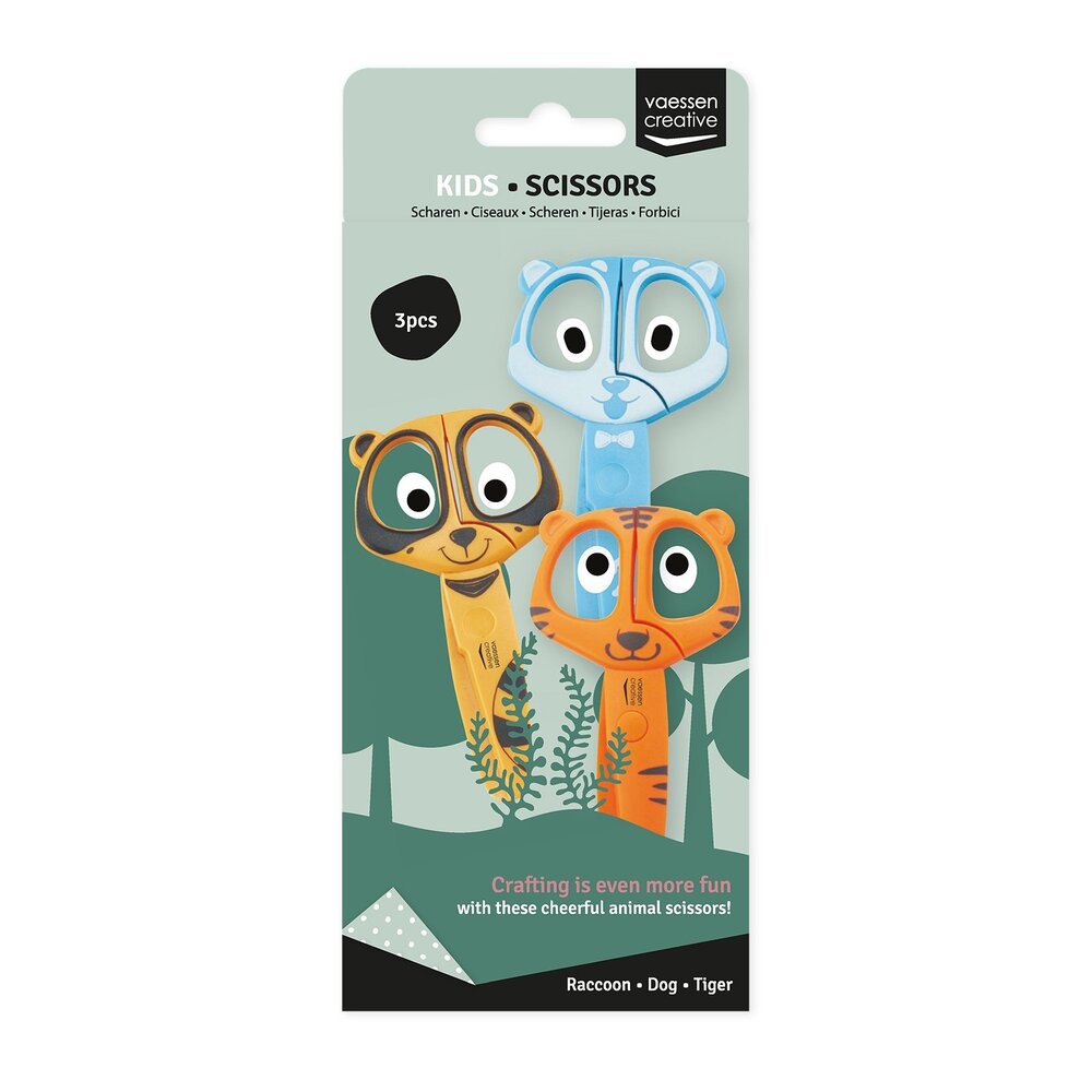 Vaessen Creative Kinderscharen Set Wasbeer Hond Tijger (70103-008)