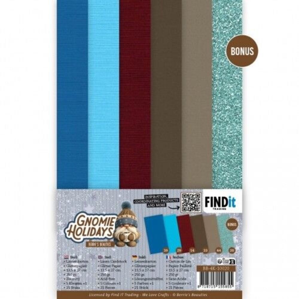 Berrie's Beauties Gnomie Holidays 4K Linen Cardstock Pack (BB-4K-10020)