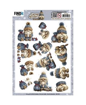 Berrie's Beauties Gnomie Holidays 3D Push Out Navy (SB11052)