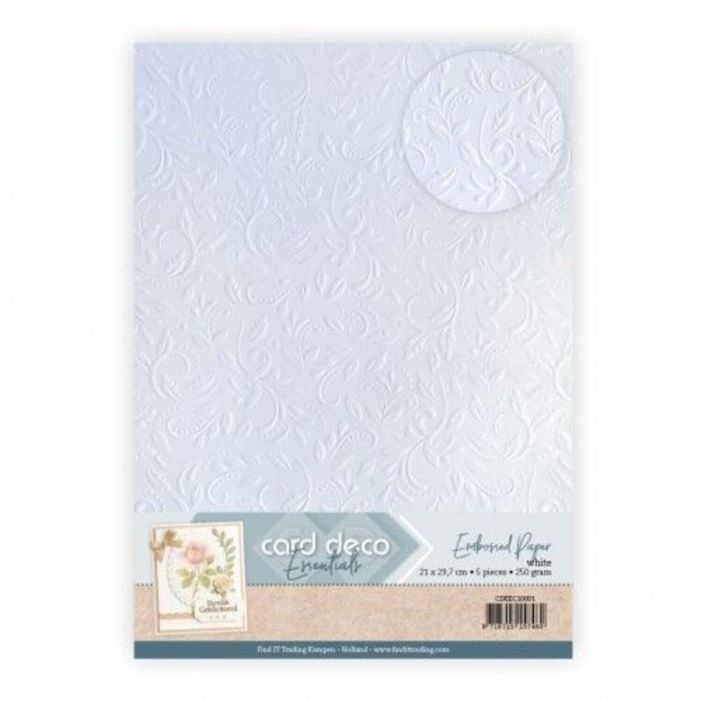 Card Deco Embossed Paper White A4 Ornamental Grace (CDEEC10001)