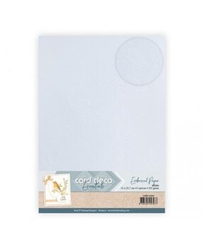 Card Deco Embossed Paper White A4 Birdsong Swirl (CDEEC10002)