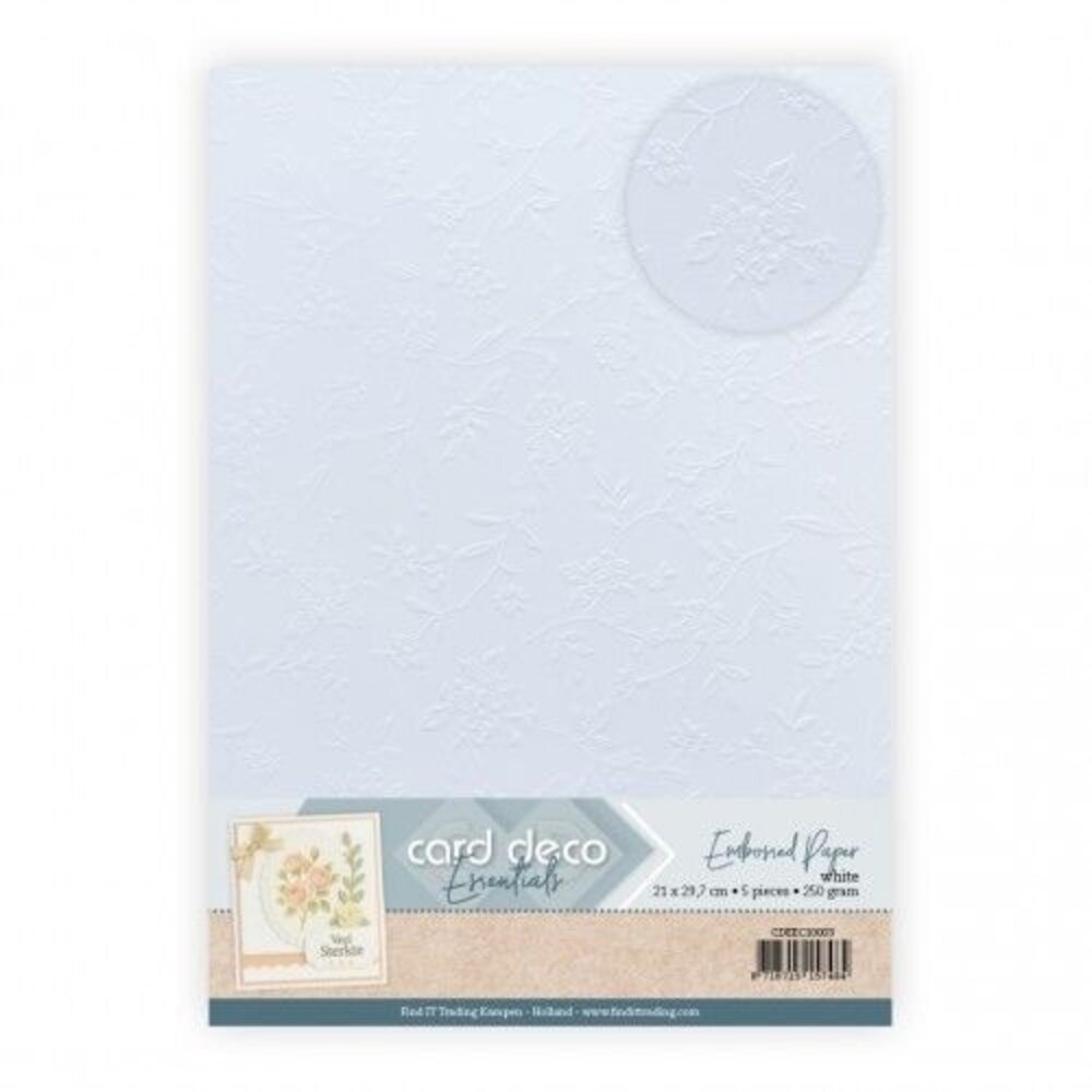 Card Deco Embossed Paper White A4 Blossom Garden (CDEEC10003)