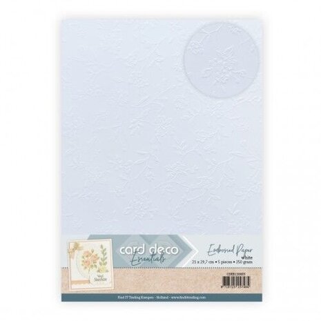 Card Deco Embossed Paper White A4 Blossom Garden (CDEEC10003)
