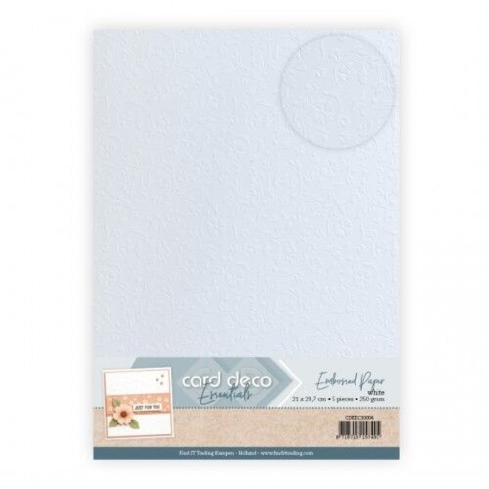 Card Deco Embossed Paper White A4 Classic Curl (CDEEC10004)