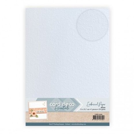 Card Deco Embossed Paper White A4 Classic Curl (CDEEC10004)
