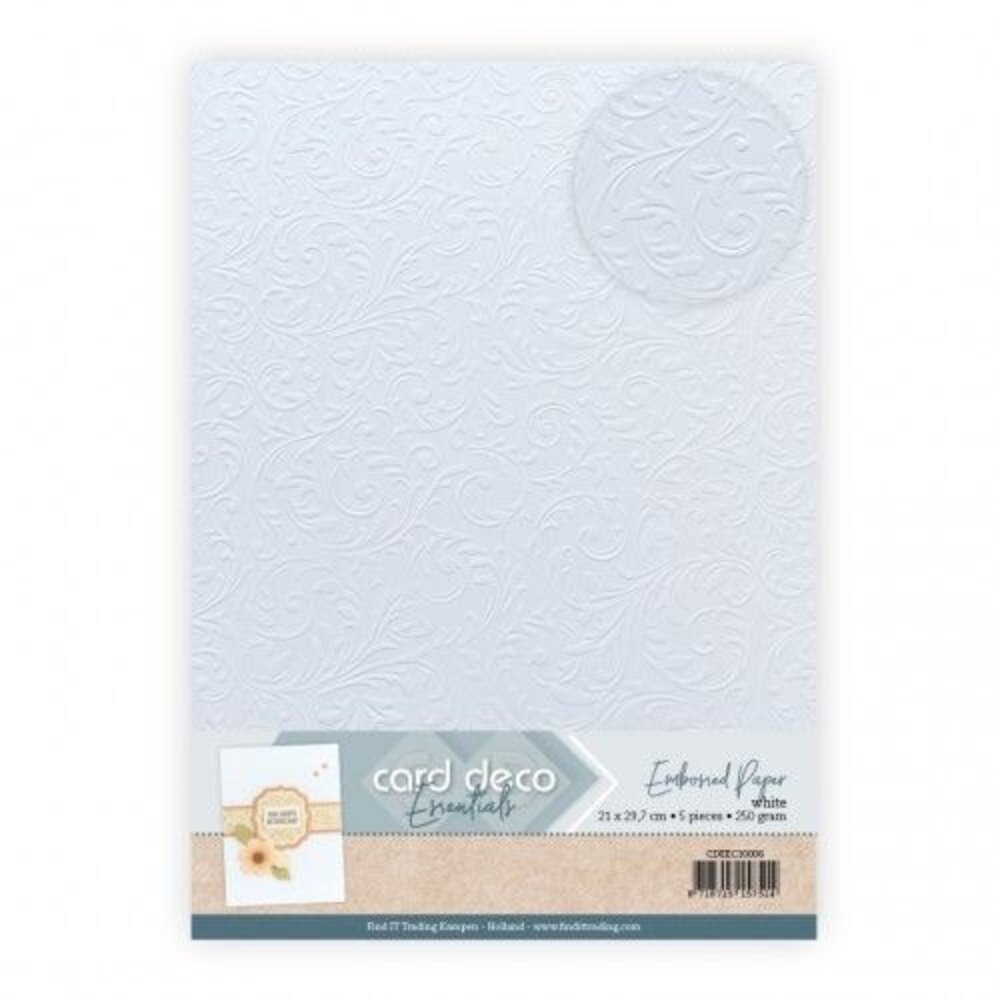 Card Deco Embossed Paper White A4 Baroque Charm (CDEEC10006) Card Deco Embossed Paper White A4 Baroque Charm (CDEEC10006)