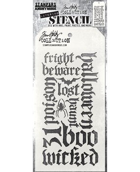 Stampers Anonymous Tim Holtz Halloween Script Layering Stencil (THS063)