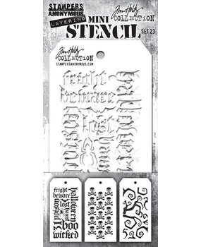 Stampers Anonymous Tim Holtz Mini Layering Stencil Set 23 (THMST023)