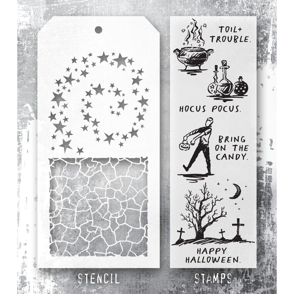 Stampers Anonymous Tim Holtz Clear Stamp and Stencil Halloween Sketch (THMM193)
