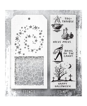 Stampers Anonymous Tim Holtz Clear Stamp and Stencil Halloween Sketch (THMM193)
