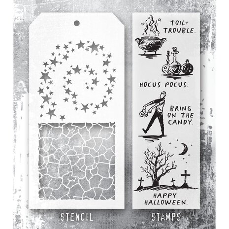 Stampers Anonymous Tim Holtz Clear Stamp and Stencil Halloween Sketch (THMM193)