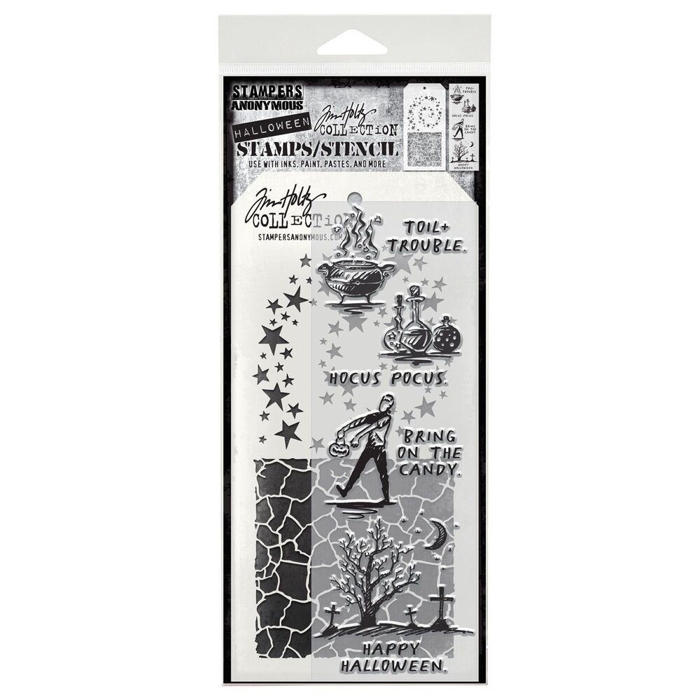Stampers Anonymous Tim Holtz Clear Stamp and Stencil Halloween Sketch (THMM193)