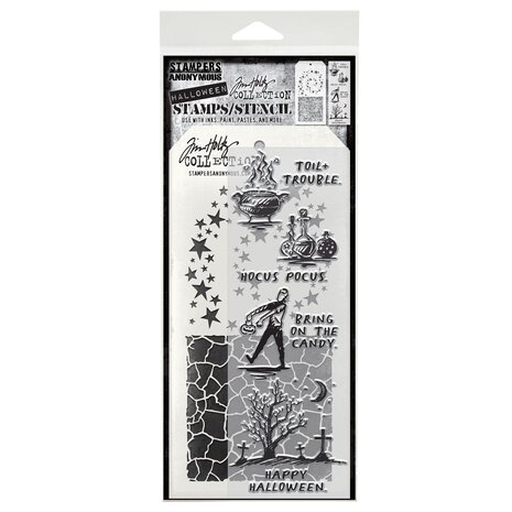 Stampers Anonymous Tim Holtz Clear Stamp and Stencil Halloween Sketch (THMM193)