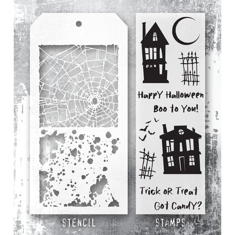 Stampers Anonymous Tim Holtz Clear Stamp and Stencil Ghost Town (THMM194)