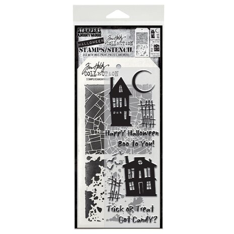 Stampers Anonymous Tim Holtz Clear Stamp and Stencil Ghost Town (THMM194)