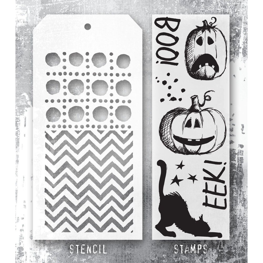 Stampers Anonymous Tim Holtz Clear Stamp and Stencil Eek A Boo (THMM195)