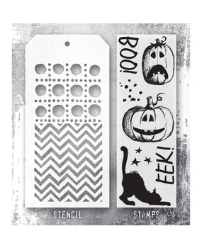 Stampers Anonymous Tim Holtz Clear Stamp and Stencil Eek A Boo (THMM195)