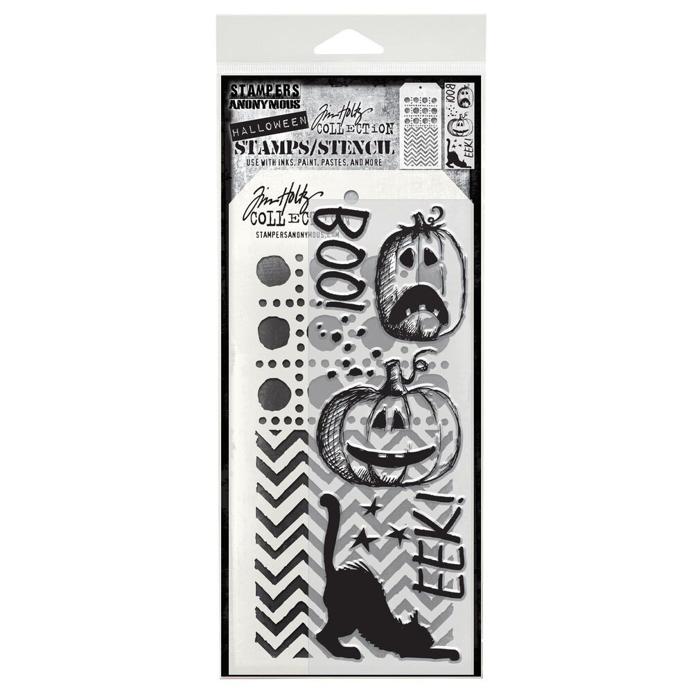 Stampers Anonymous Tim Holtz Clear Stamp and Stencil Eek A Boo (THMM195)