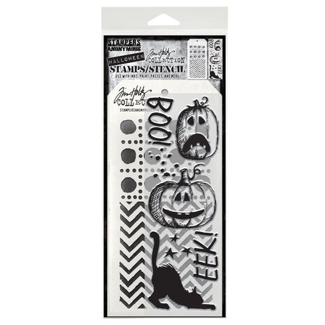 Stampers Anonymous Tim Holtz Clear Stamp and Stencil Eek A Boo (THMM195)
