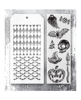 Stampers Anonymous Tim Holtz Clear Stamp and Stencil Carved Frights (THMM196)