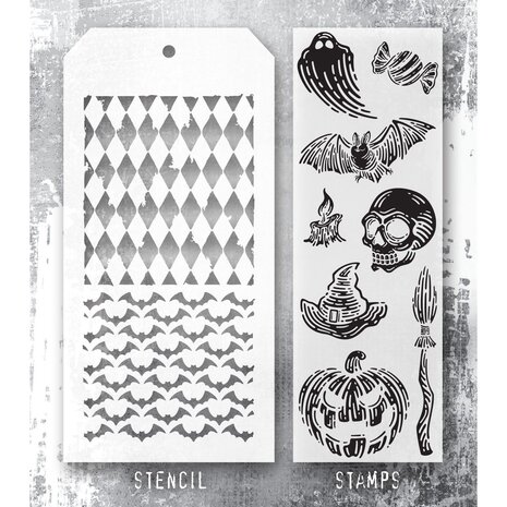 Stampers Anonymous Tim Holtz Clear Stamp and Stencil Carved Frights (THMM196)
