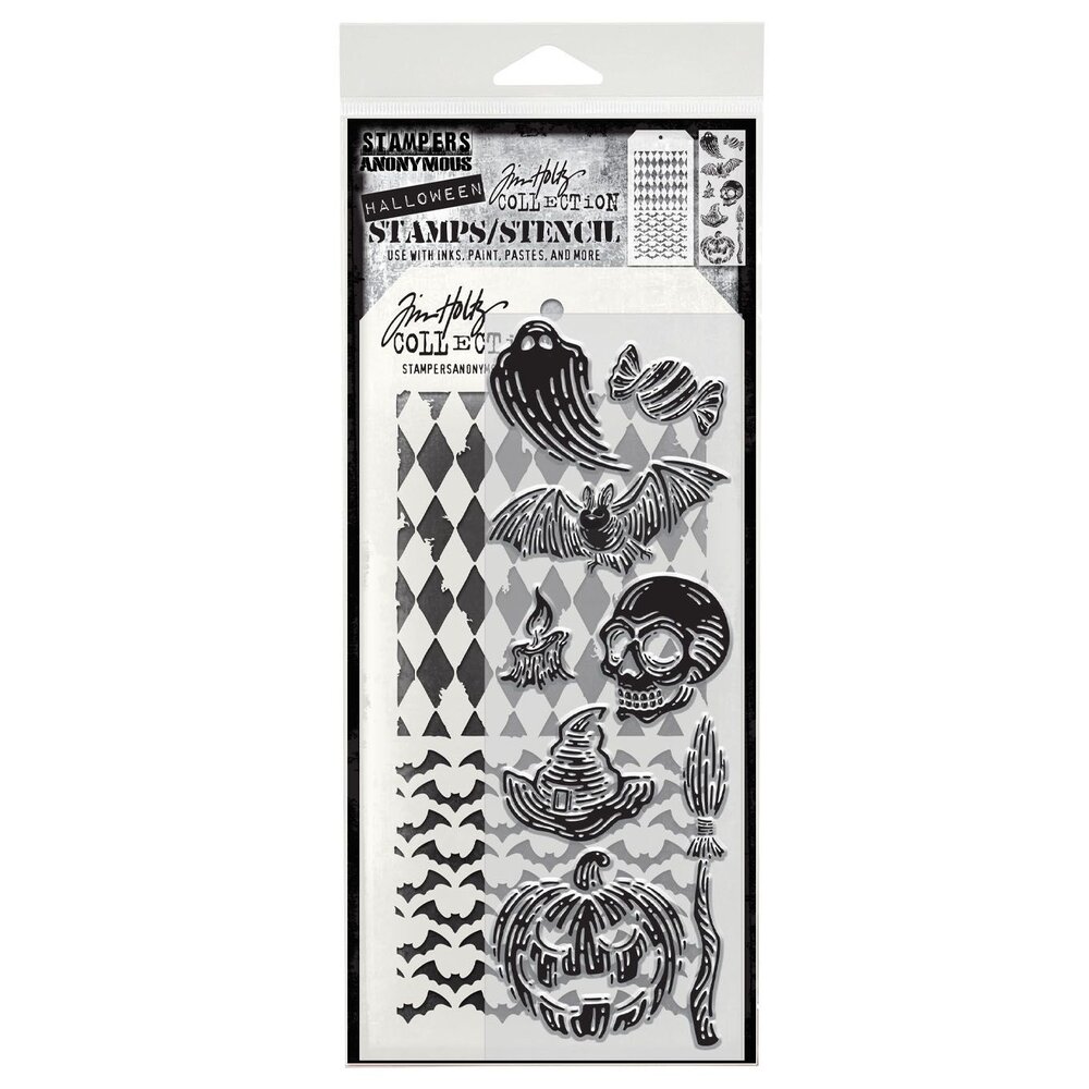 Stampers Anonymous Tim Holtz Clear Stamp and Stencil Carved Frights (THMM196)