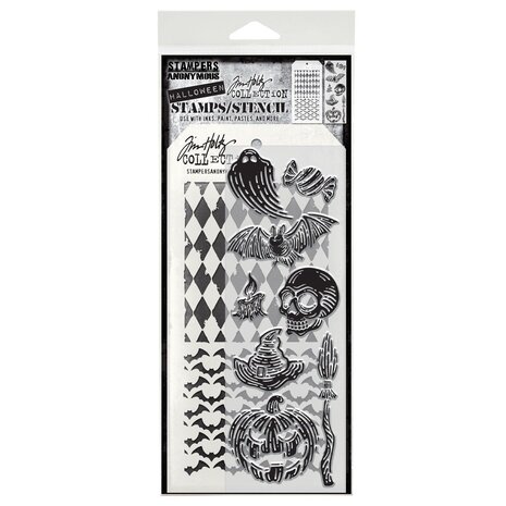 Stampers Anonymous Tim Holtz Clear Stamp and Stencil Carved Frights (THMM196)